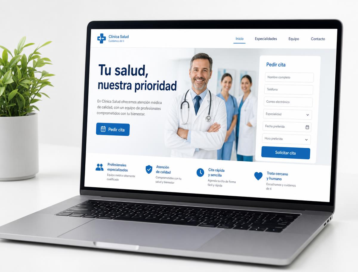 Ejemplo de diseño web: Salud y clínicas — Estilo sobrio