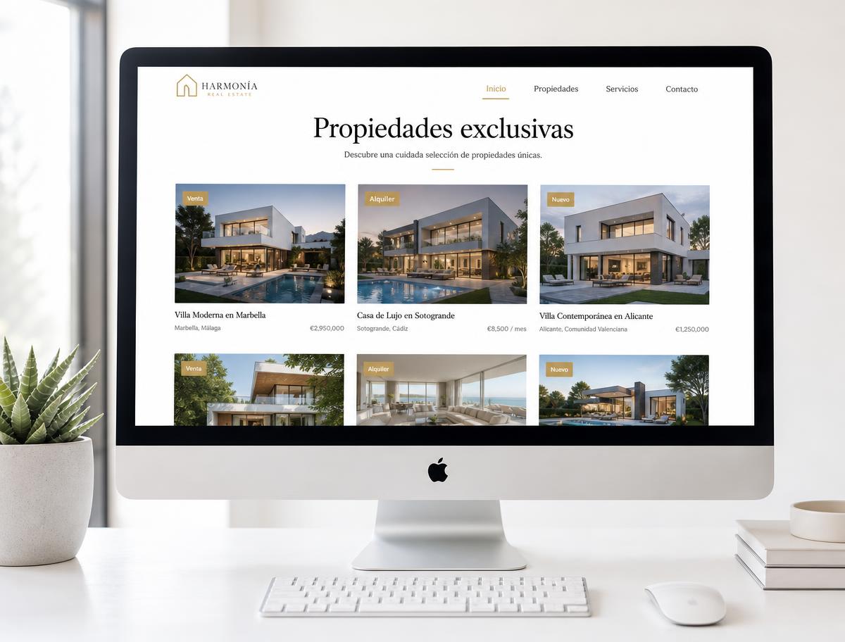 Ejemplo de diseño web: Inmobiliaria — Estilo catálogo